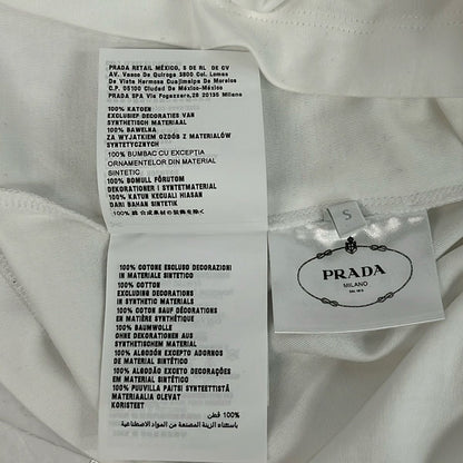 Prada Short Sleeve T-Shirt S White Crew Neck Sequin Confirmed — view 4