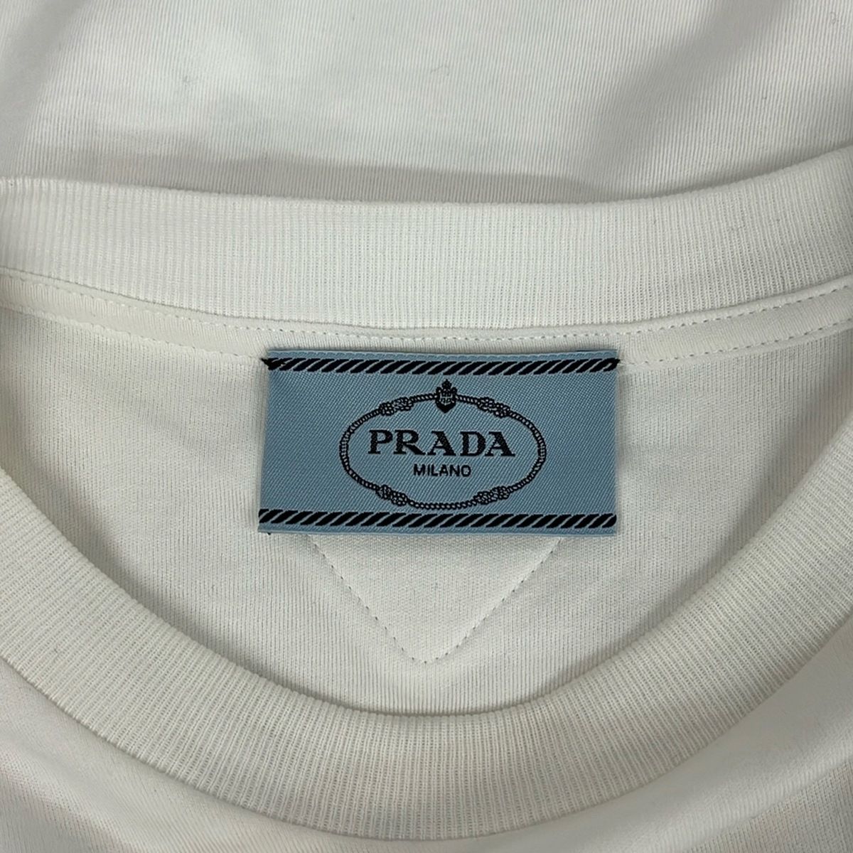 Prada Short Sleeve T-Shirt S White Crew Neck Sequin Confirmed — view 3