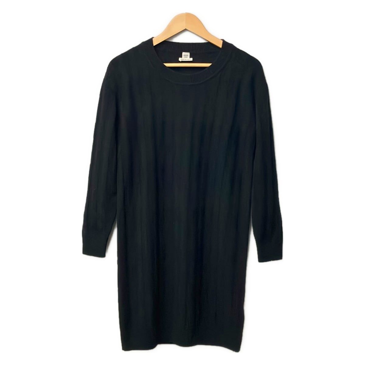 Hermes Dress 36 S Black Long Sleeve Knee Length Knit Pattern