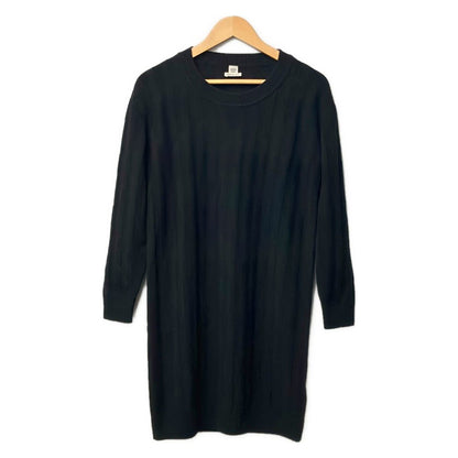 Hermes Dress 36 S Black Long Sleeve Knee Length Knit Pattern