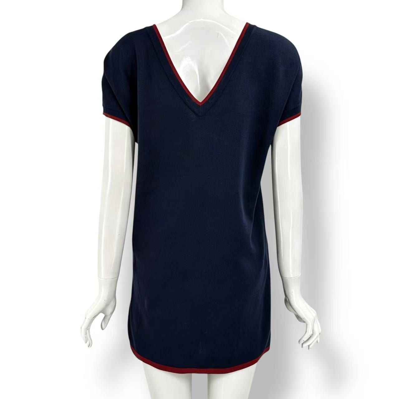 Hermes Knit Dress Shaw Tosuri Bu Cashmere Navy Red 40 — view 2
