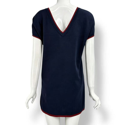 Hermes Knit Dress Shaw Tosuri Bu Cashmere Navy Red 40 — view 2
