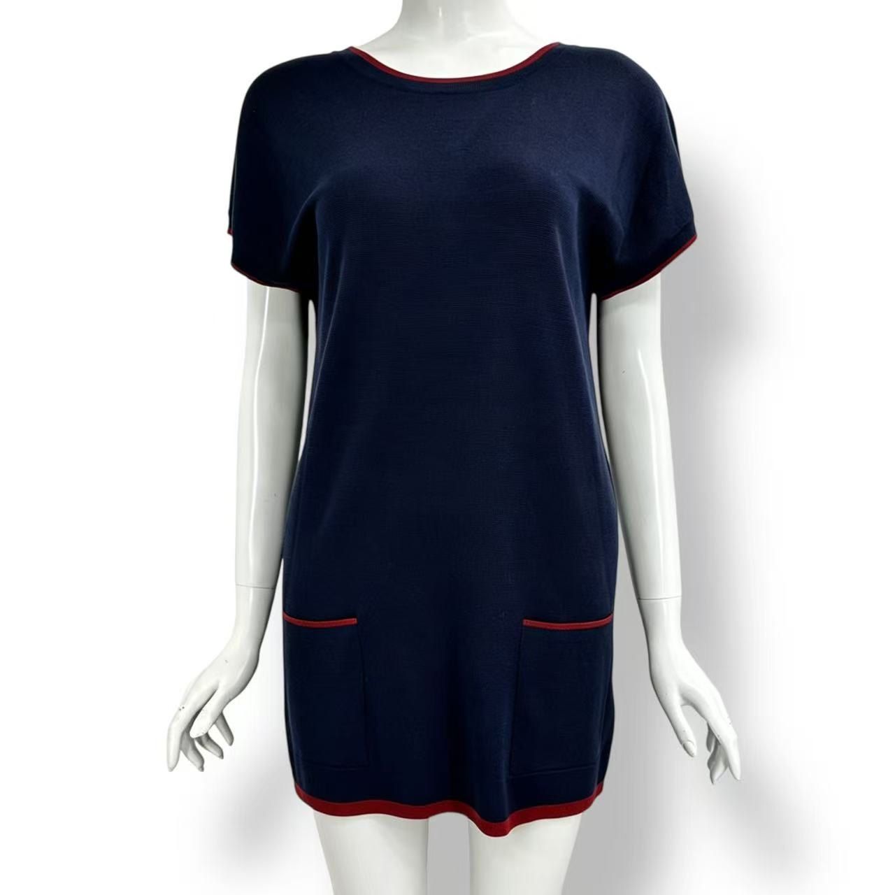 Hermes Knit Dress Shaw Tosuri Bu Cashmere Navy Red 40