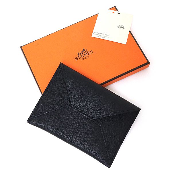 Hermes MM Card Case Chevre Mizore Black — view 2