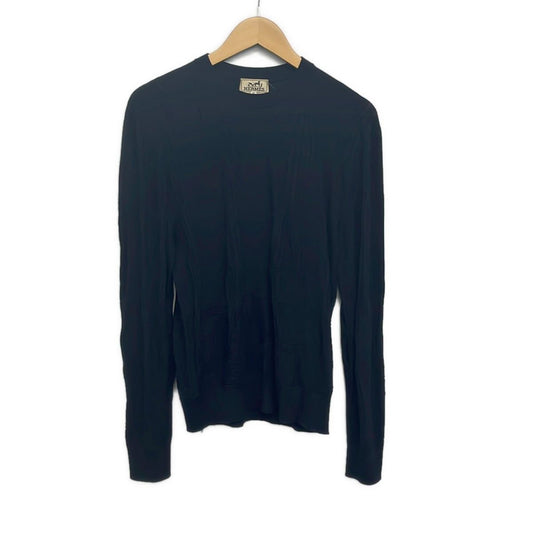 Hermes Long Sleeve Sweater XS Dark Navy Crew Neck Jeu de Points Harnais