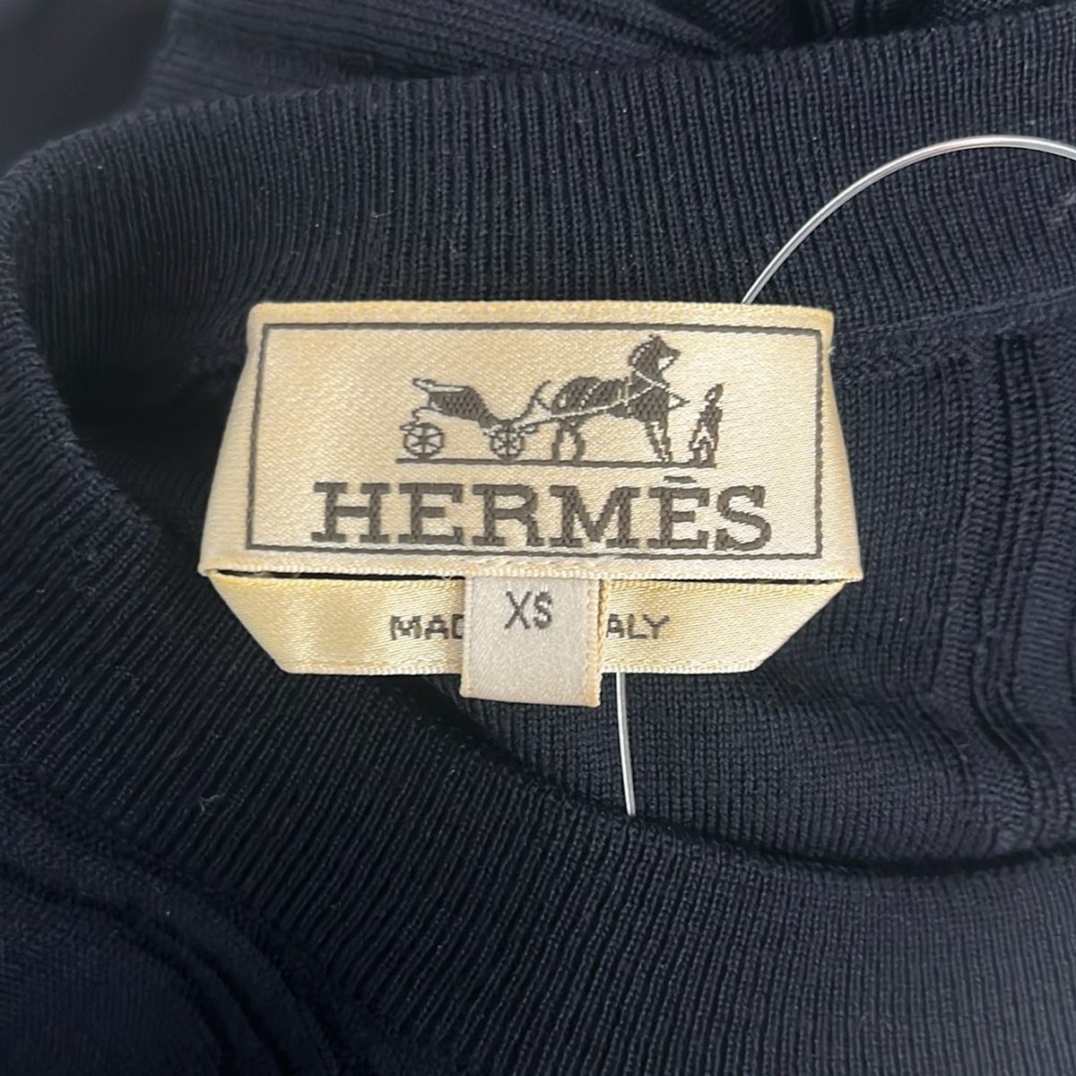 Hermes Long Sleeve Sweater XS Dark Navy Crew Neck Jeu de Points Harnais — view 3