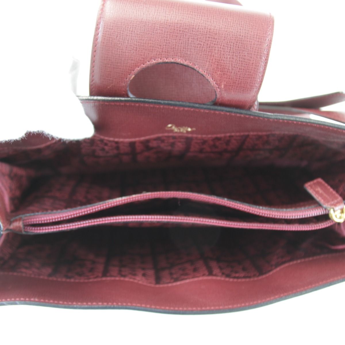 Cartier Must Line Turnlock Shoulder Card Bag Leather Wine — view 8