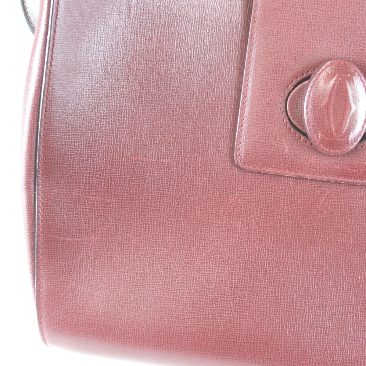 Cartier Must Line Turnlock Shoulder Card Bag Leather Wine — view 6