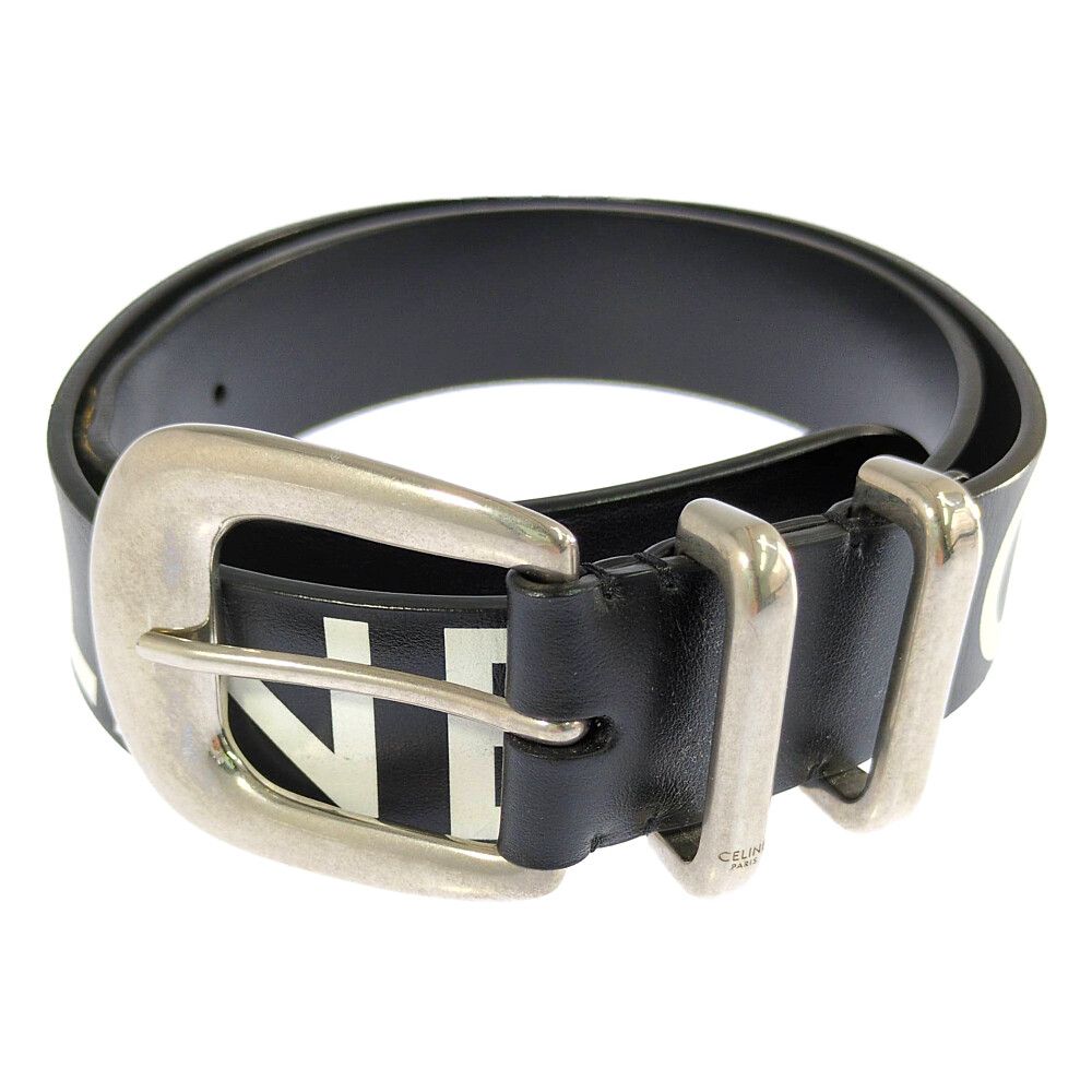 Celine Logo Print Wide Belt Black