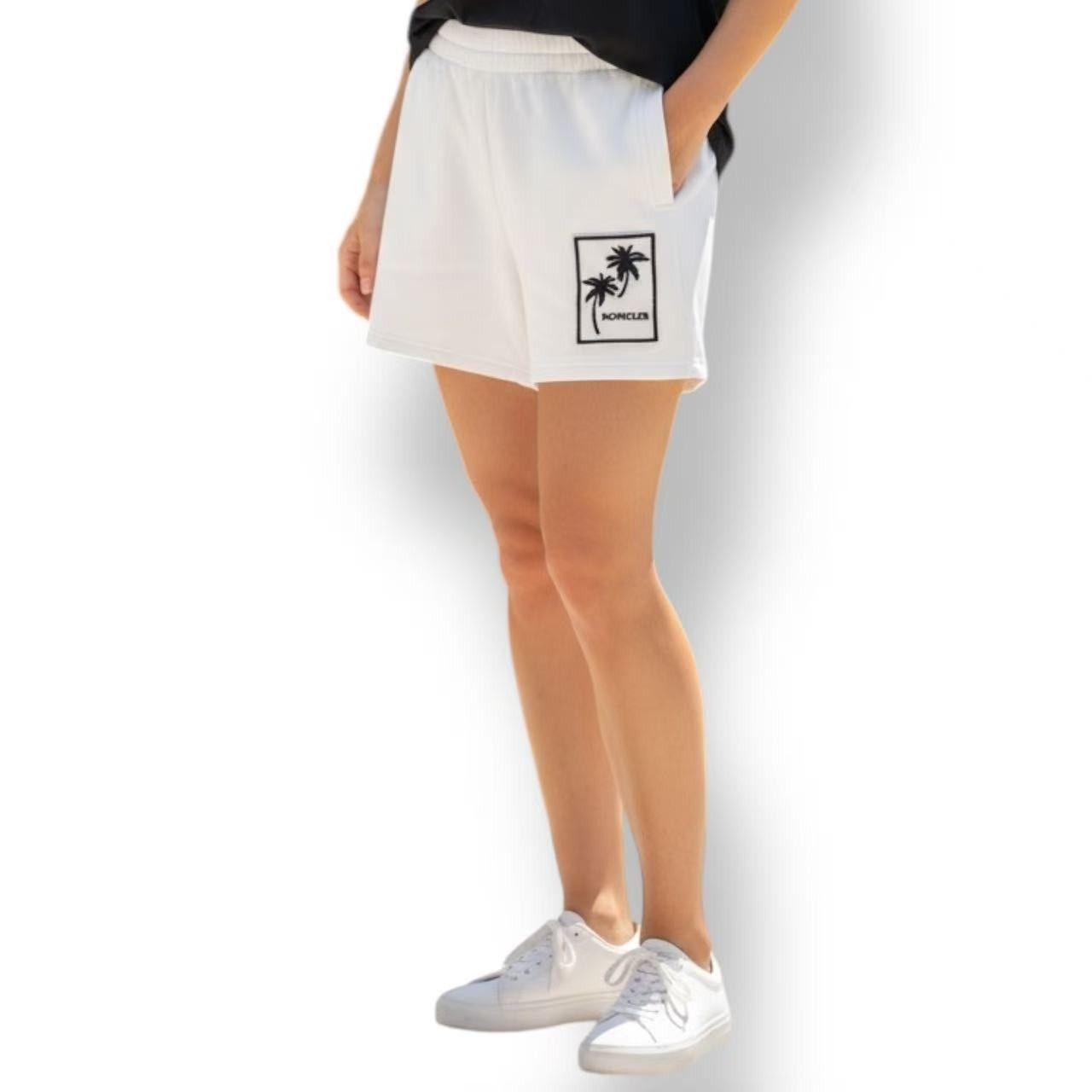 Moncler Shorts with Palm Tree Embroidery Patch White — view 3