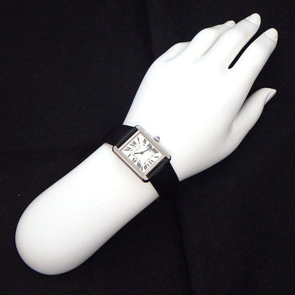 Cartier Watch Tank Solo SM Rectangular Silver Dial man Index Black Cowhide SS — view 8