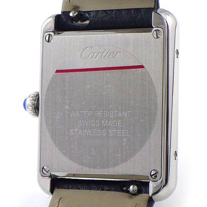 Cartier Watch Tank Solo SM Rectangular Silver Dial man Index Black Cowhide SS — view 4