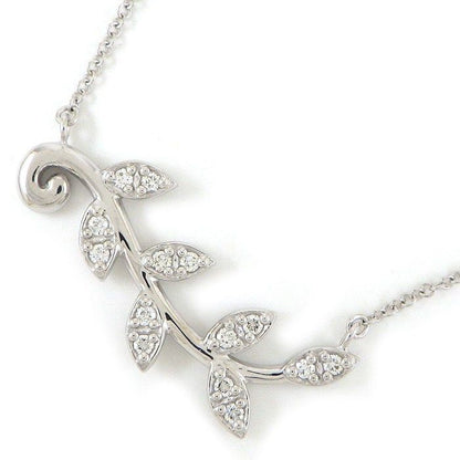 Tiffany & Co Necklace Olive Leaf Clima Diamond 18k White Gold