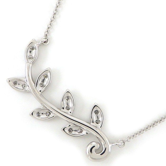 Tiffany & Co Necklace Olive Leaf Clima Diamond 18k White Gold — view 2