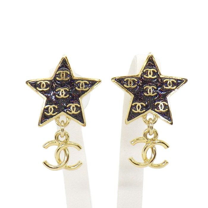 Chanel Earrings Star Motif CC Logo Resin