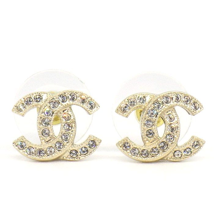 Chanel Earrings CC Logo Rhinestone