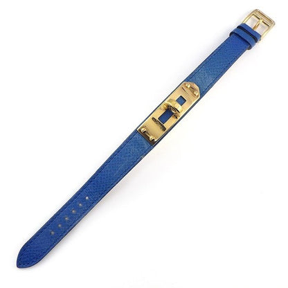 Hermes Watch Kelly 1996 Cadena Rock Motif White Dial Blue Cowhide — view 3