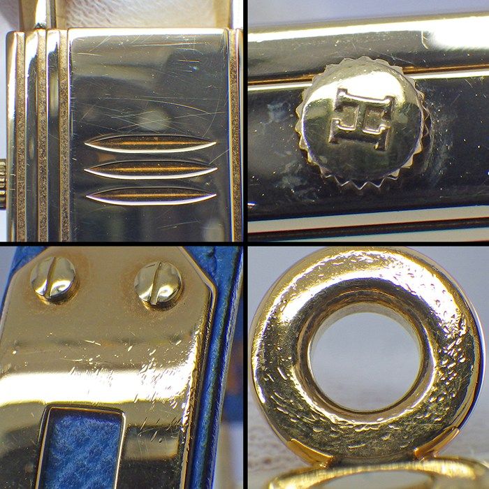 Hermes Watch Kelly 1996 Cadena Rock Motif White Dial Blue Cowhide — view 8