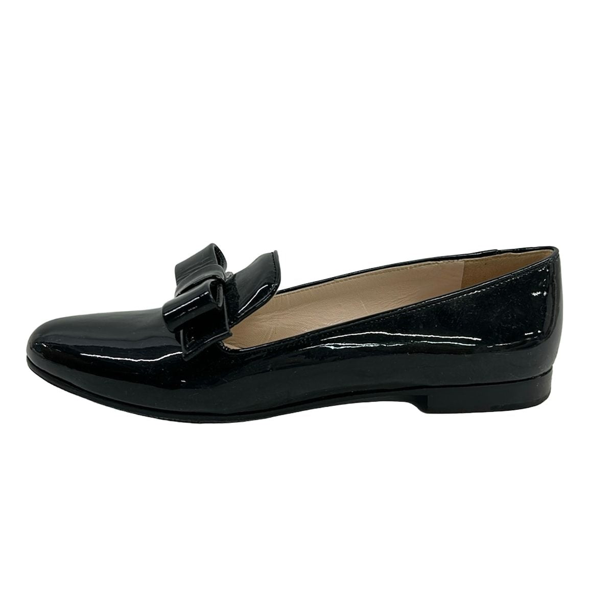 Prada Loafers 34.5 Black Ribbon Leather