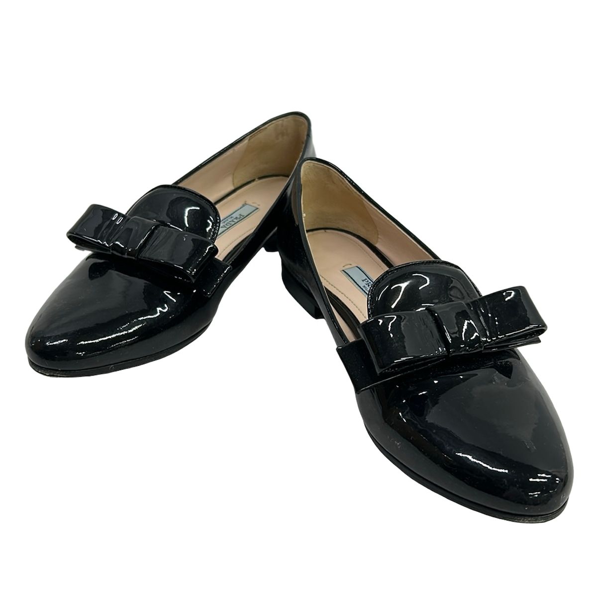Prada Loafers 34.5 Black Ribbon Leather — view 2