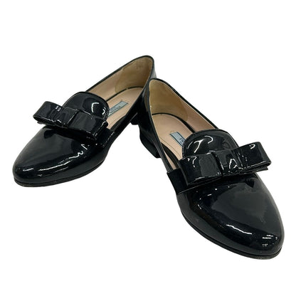 Prada Loafers 34.5 Black Ribbon Leather — view 2