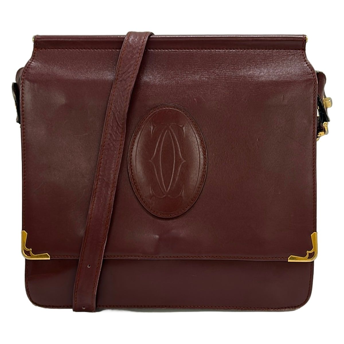 Cartier Shoulder Bag Must Line Bordeaux Gold Leather