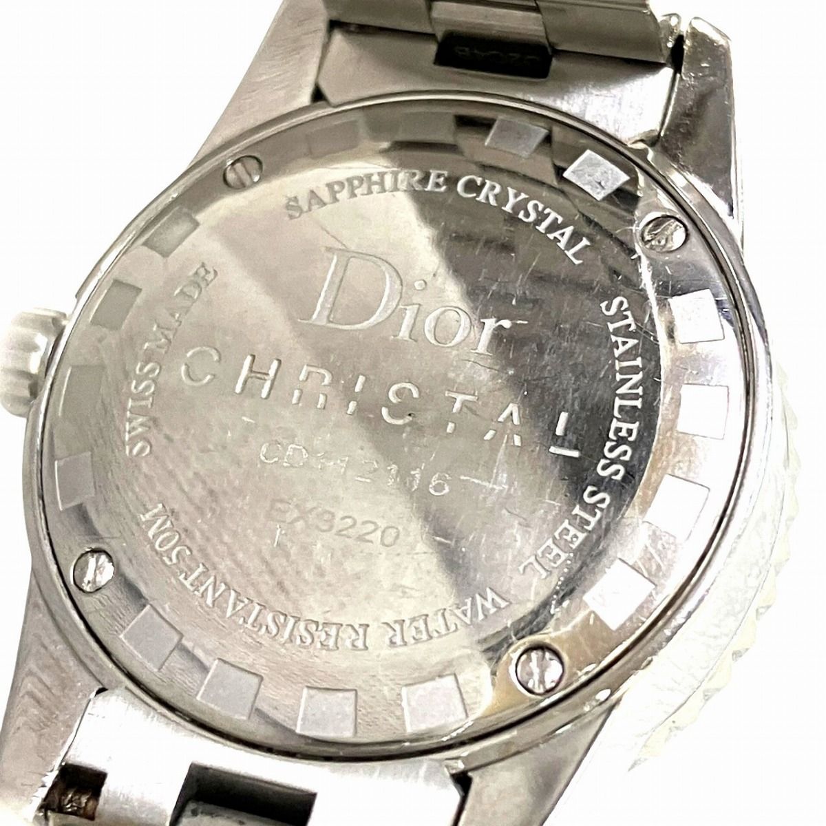 Dior Crystal Diamond Bezel Watch SS Quartz Black Dial — view 5