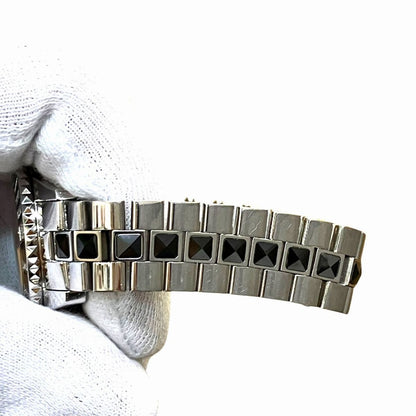 Dior Crystal Diamond Bezel Watch SS Quartz Black Dial — view 9