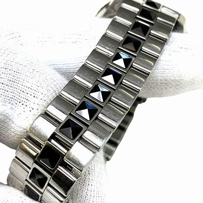 Dior Crystal Diamond Bezel Watch SS Quartz Black Dial — view 7