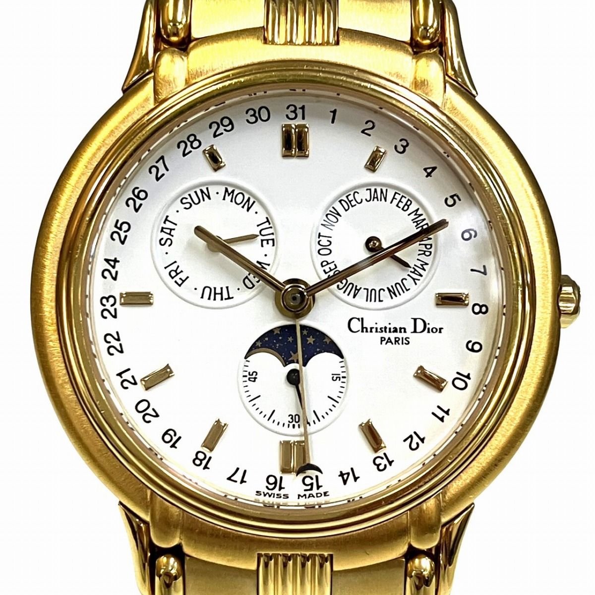 Dior Moon Phase Triple Carre Watch Quartz White Dial 61.271