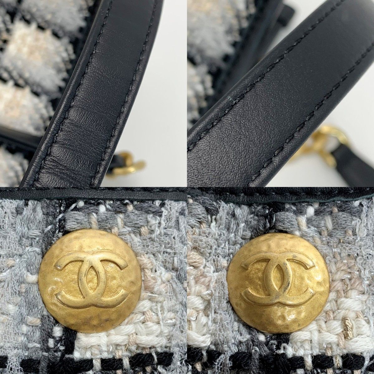 Chanel Tote Tweed Totes Black — view 8