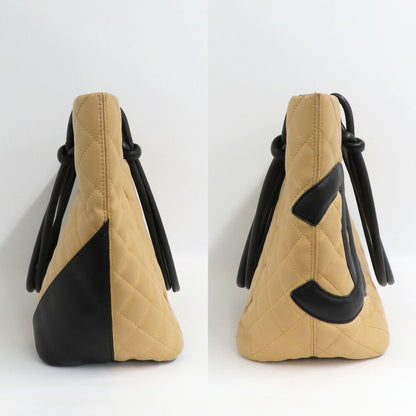 Chanel Cambon Line Large Tote Beige Black Leather — view 3