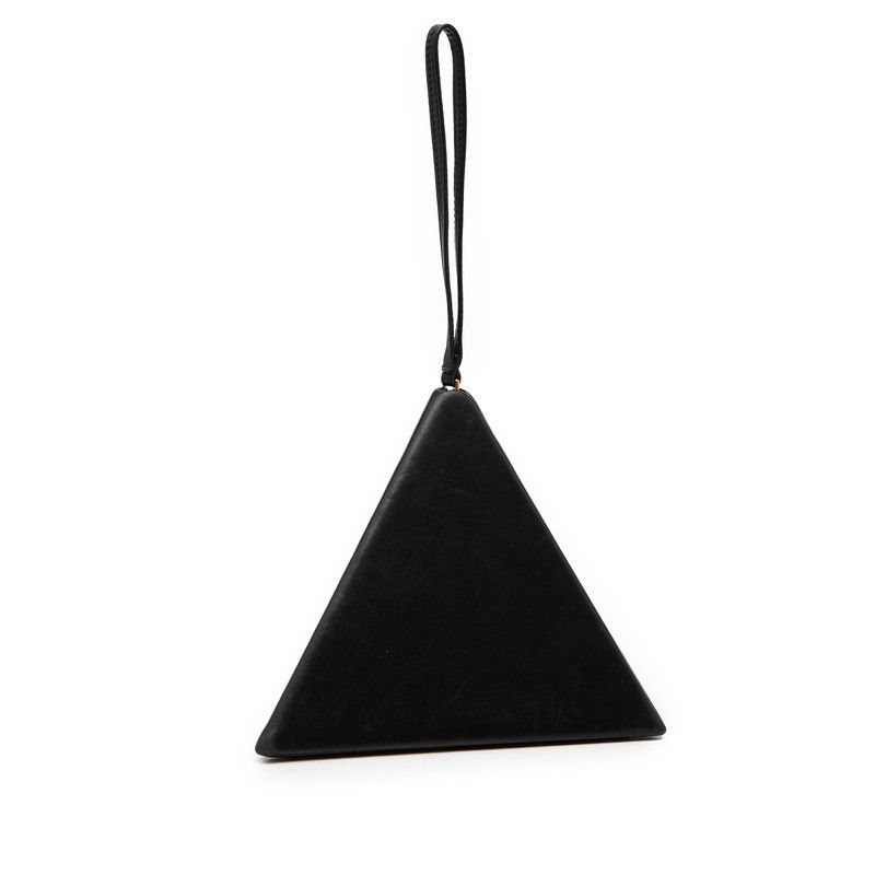 Saint Laurent Cassandra YSL Logo Pyramid Handbag Pouch Black Leather — view 2