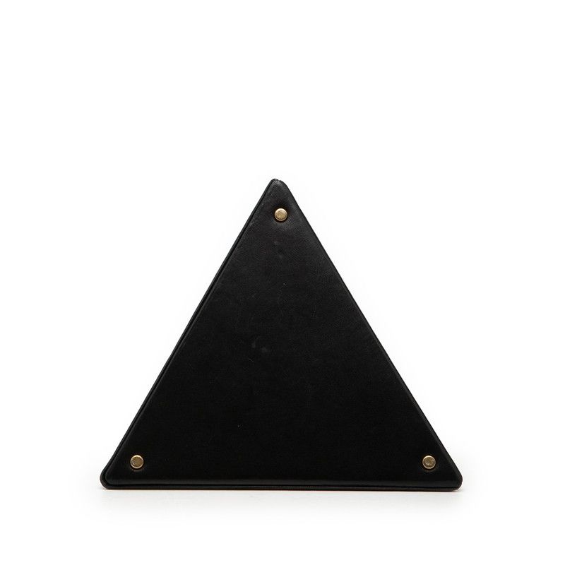 Saint Laurent Cassandra YSL Logo Pyramid Handbag Pouch Black Leather — view 3