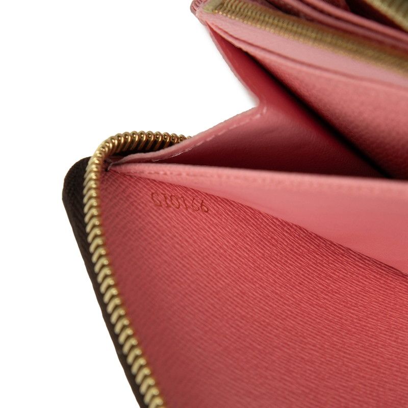 Louis Vuitton Monogram Zippy Wallet Jungle Dot Zip Around Brown Pink — view 6
