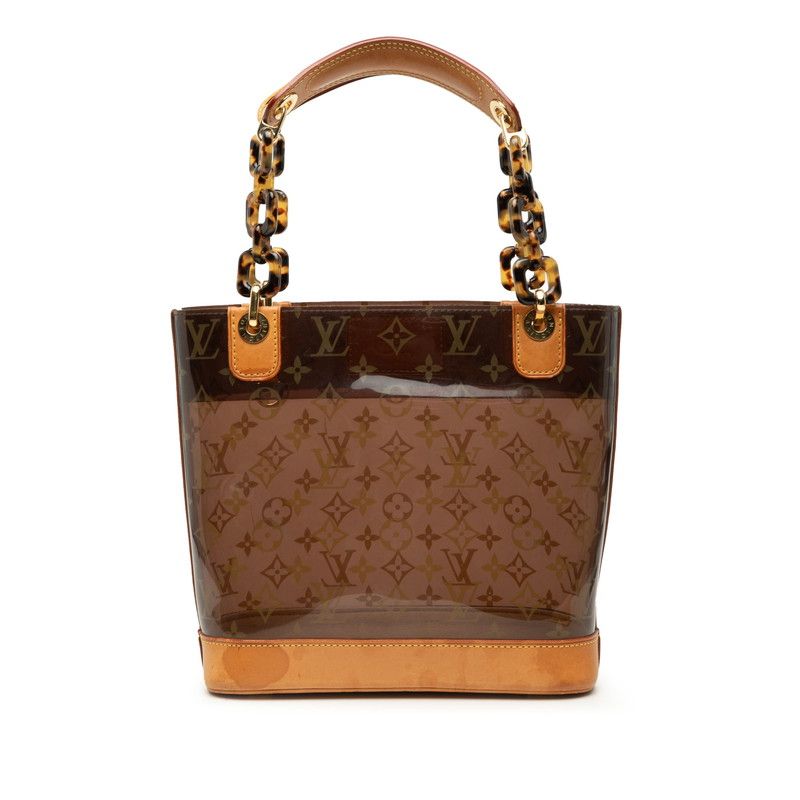 Louis Vuitton Monogram Cabas Amble PM Handbag Brown Beige Vinyl Leather