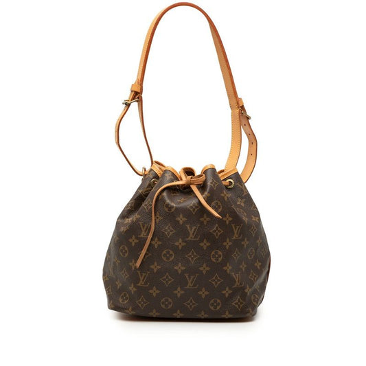 Louis Vuitton Monogram Petit Noe Shoulder Bag Brown Leather
