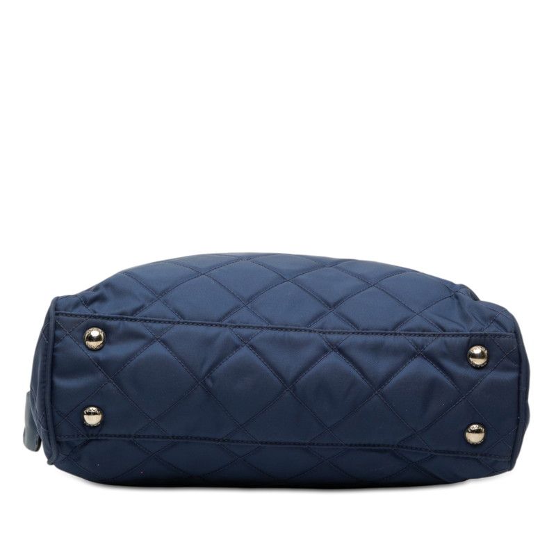 Prada Quilted Chain Shoulder Bag Blue Nylon — view 3