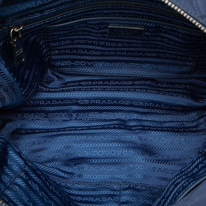 Prada Quilted Chain Shoulder Bag Blue Nylon — view 4