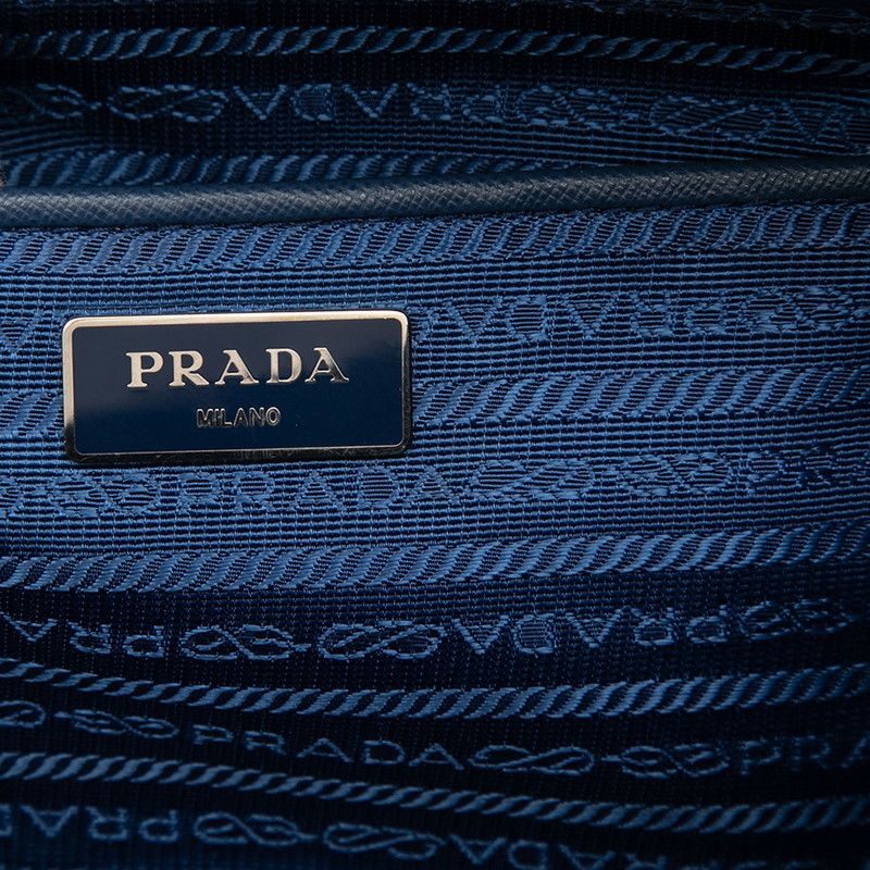 Prada Quilted Chain Shoulder Bag Blue Nylon — view 5