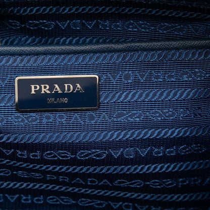 Prada Quilted Chain Shoulder Bag Blue Nylon — view 5