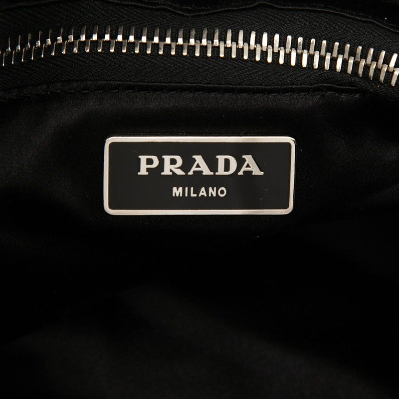 Prada Logo Tote Shoulder Bag White Silver Sequins Enamel — view 5