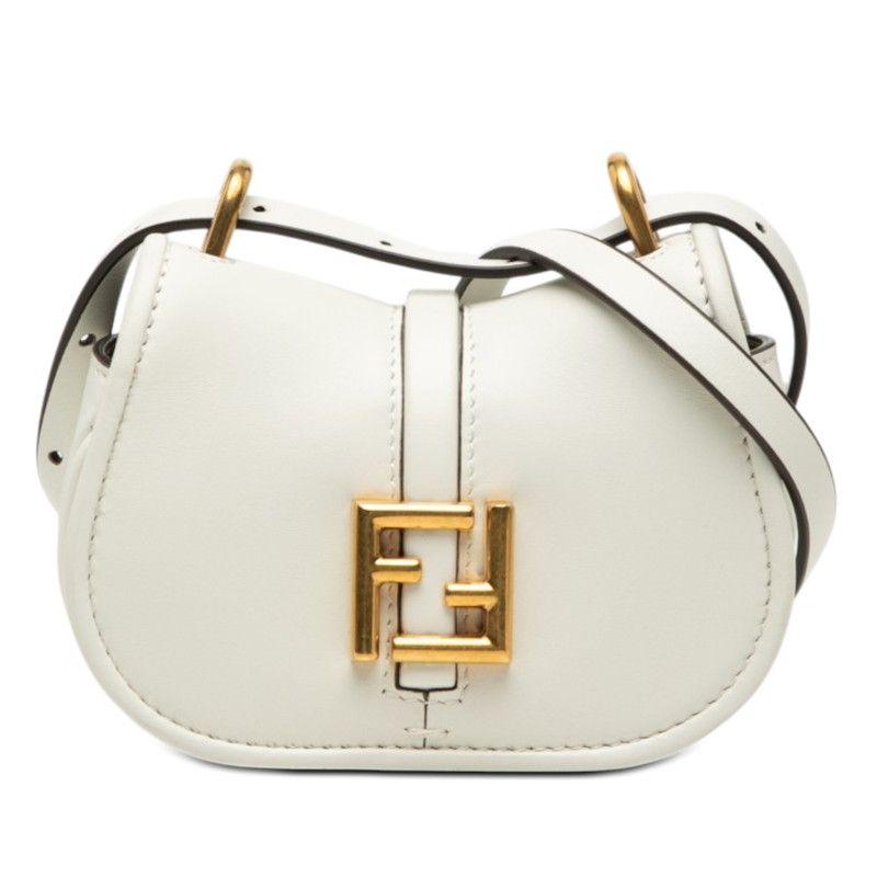 Fendi Camon Nano Shoulder Bag White Leather