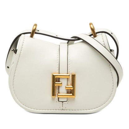 Fendi Camon Nano Shoulder Bag White Leather