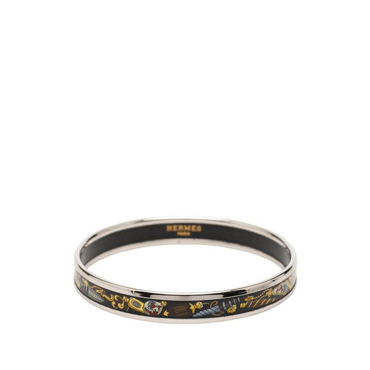 Hermes Enamel PM Cloisonne Bracelet Bangle Silver Multi Color Plated