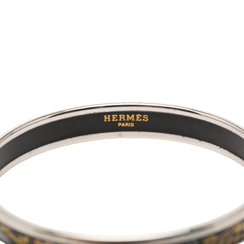 Hermes Enamel PM Cloisonne Bracelet Bangle Silver Multi Color Plated — view 5