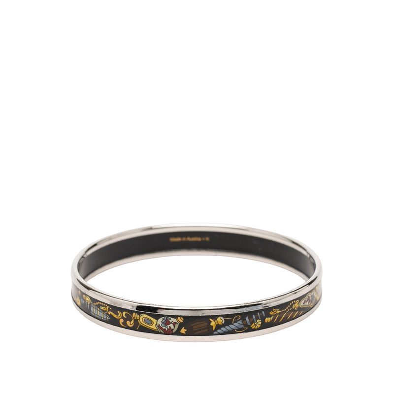 Hermes Enamel PM Cloisonne Bracelet Bangle Silver Multi Color Plated — view 3