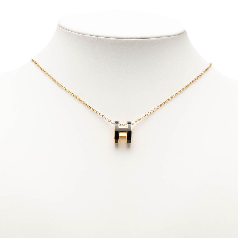 Hermes Pop Pendant Gold Black Plated Enamel — view 5