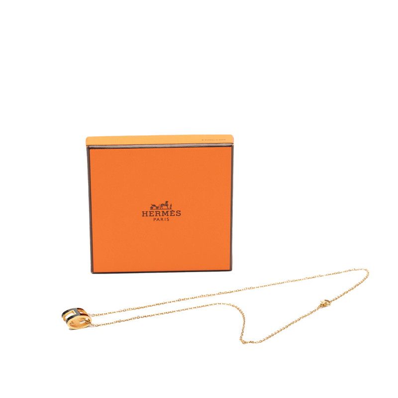 Hermes Pop Pendant Gold Black Plated Enamel — view 6