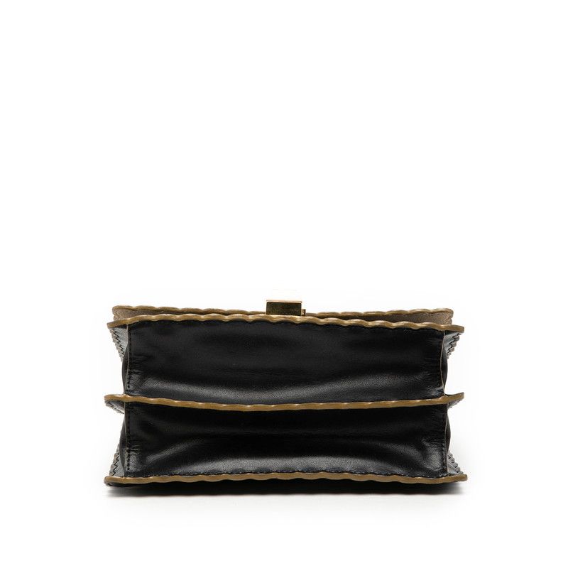 Fendi Mini Canai Chain Shoulder Bag Black Leather — view 3